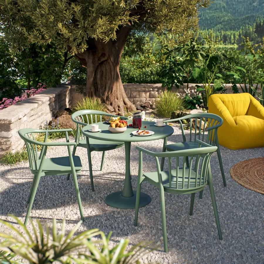 4 Sedie Verdi Impilabili Con Braccioli - Poltroncine In Plastica Per Giardino, Bar, Campeggio - Foto 8