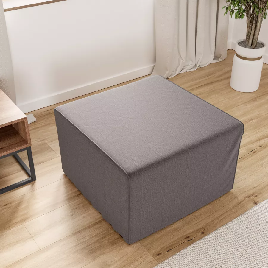 Pouf letto una piazza pieghevole 191x70 cm in tessuto tortora con materasso  - Gliss