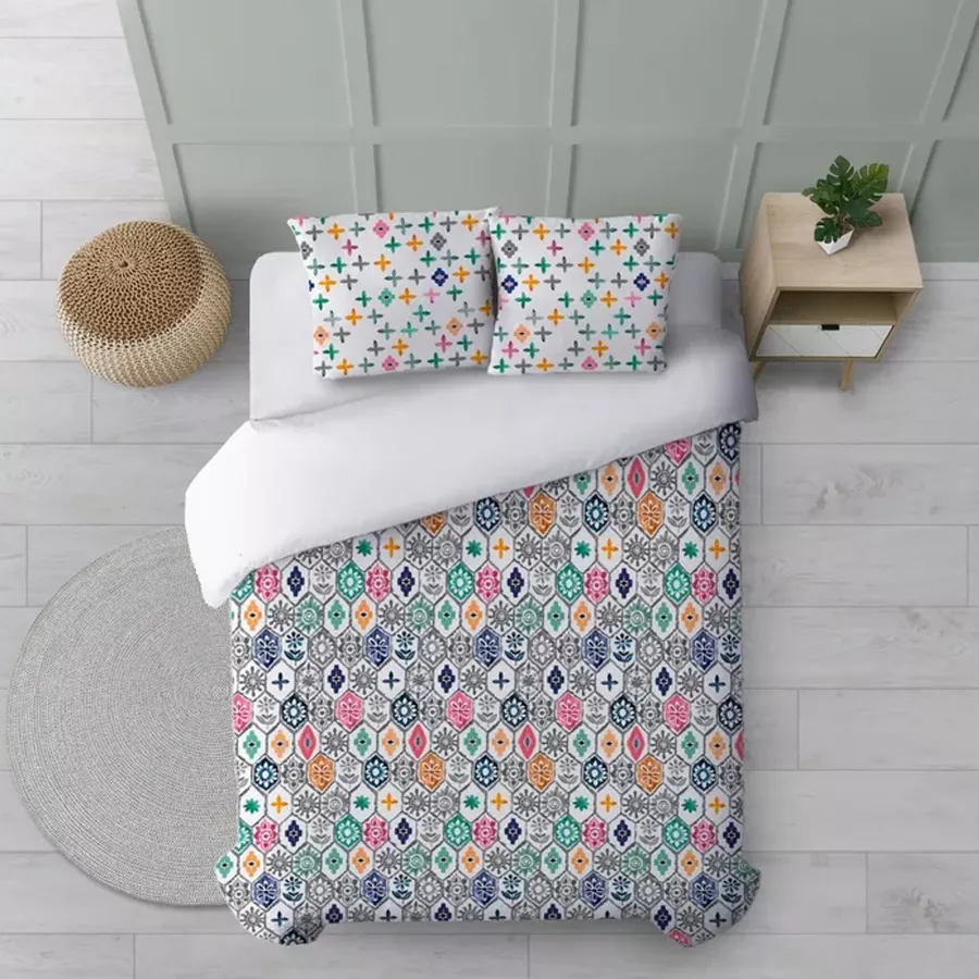 Copripiumino HappyFriday Blanc Trip Multicolore 155x220 Cm - 100% Cotone, Per Letto Singolo