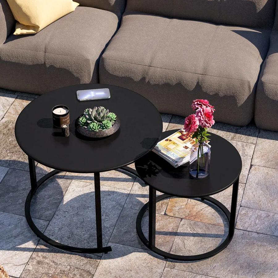 Tavolino moderno 58x50x90 cm con 2 ripiani rovere chiaro e nero TST9