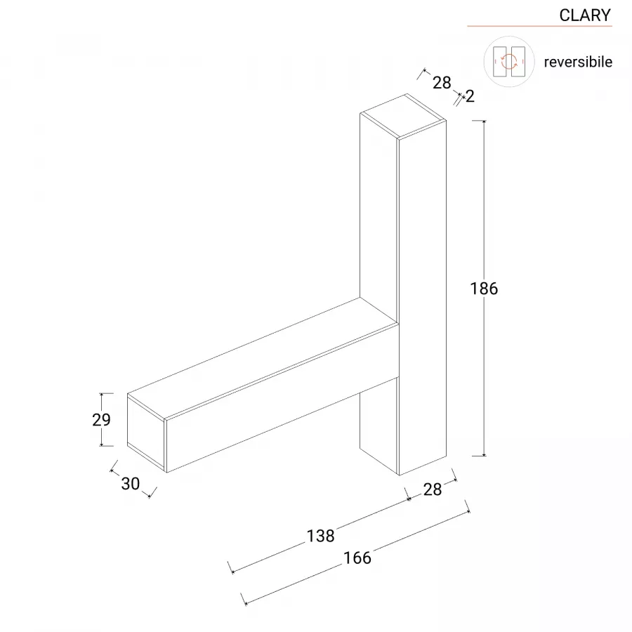 Mobile ingresso reversibile 166x186h cm colonna bronzo e pensile argilla -  Clary