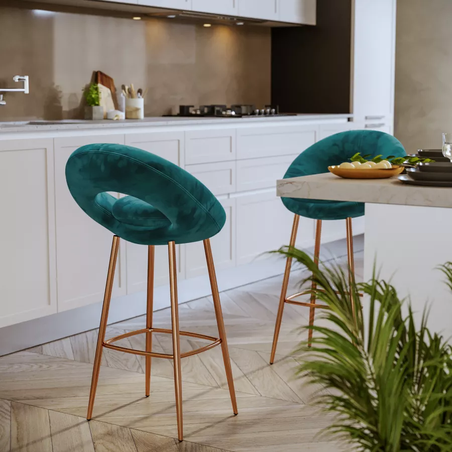 Sedia con braccioli Velluto e Acciaio inossidabile Blu e cromato