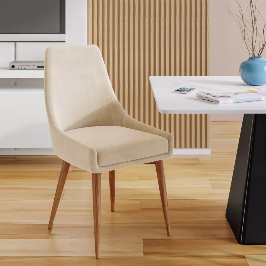 Sedia A Dondolo In Velluto Beige - Struttura Legno E Metallo, Imbottitura Morbida, Per Interni - Foto 7