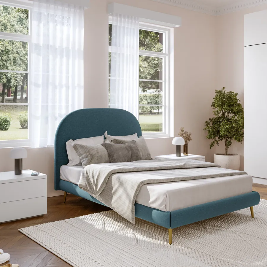 Letto una piazza e mezza 120x190 cm in tessuto effetto maglia