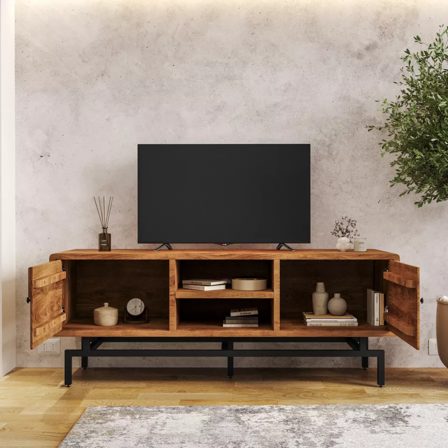 Mobile TV Malo 110cm Legno E Armadio Nero - Per TV Fino A 40 Pollici - Foto 4