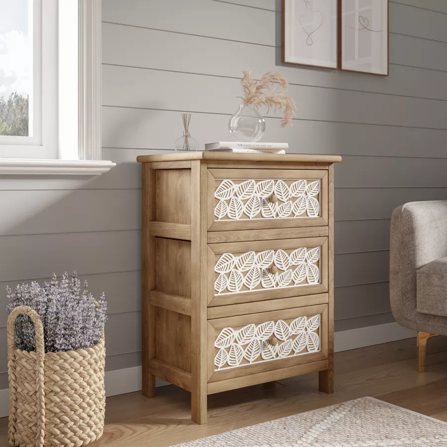 Credenza moderna a 2 ante con 4 ripiani in legno MDF Paulownia Frontale