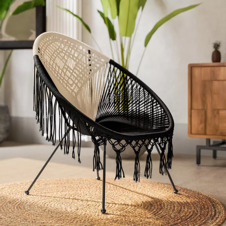 Zeller 24080 Presina In Cotone Naturale Con Effetto Macramè, Stile Bohémien Per Cucina, Accessorio Fatto A Mano