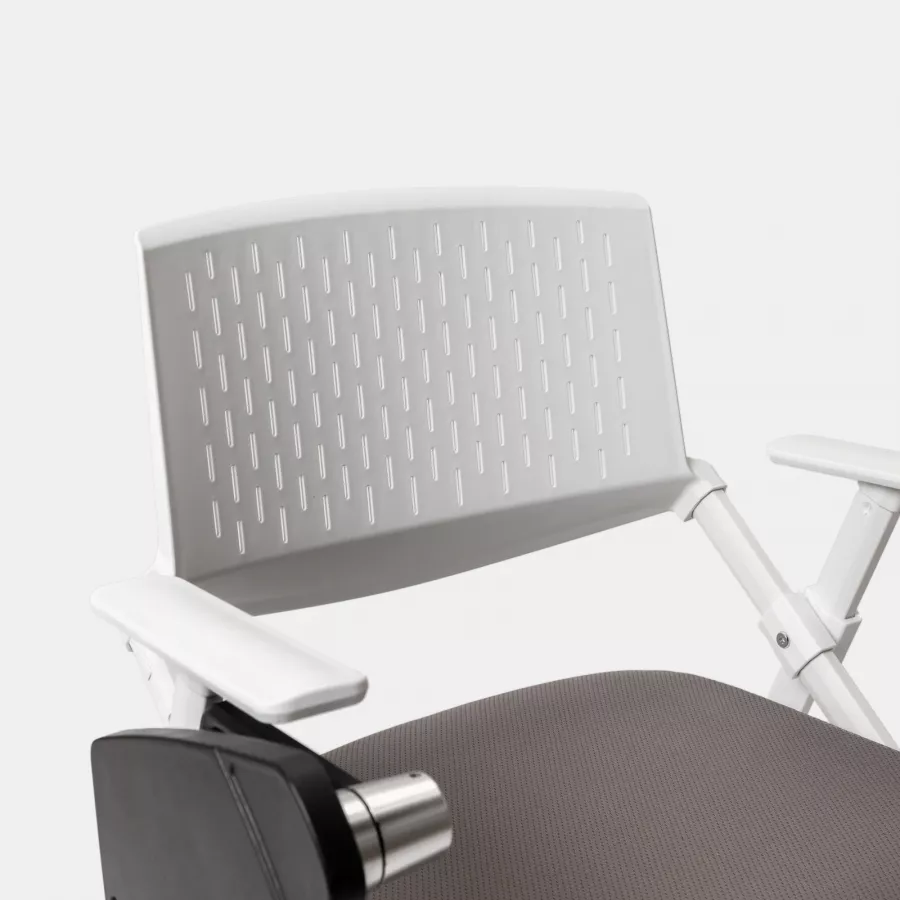 Sedia Conferenza Pieghevole Con Scrittoio - Bianco/Blu Per Ufficio E Formazione | Portata 150kg