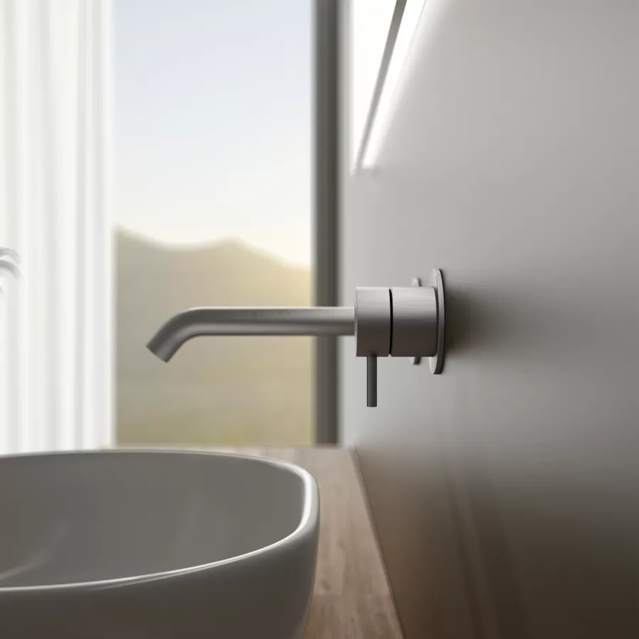 Rubinetto Miscelatore Per Vasca In Acciaio Inox Cromato - Design Moderno A Parete - Foto 7