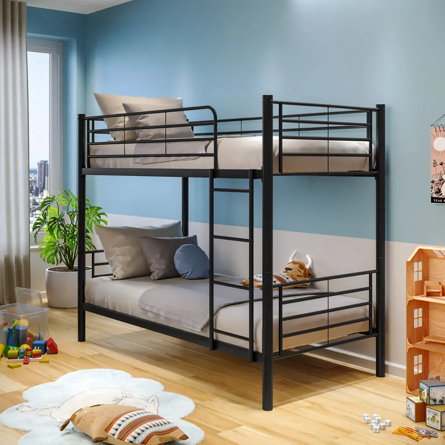 Letto A Castello In Metallo 2 In 1 Convertibile, Con Scala E Ringhiera Alta: La Soluzione Salvaspazio Che Cresce Con Te!