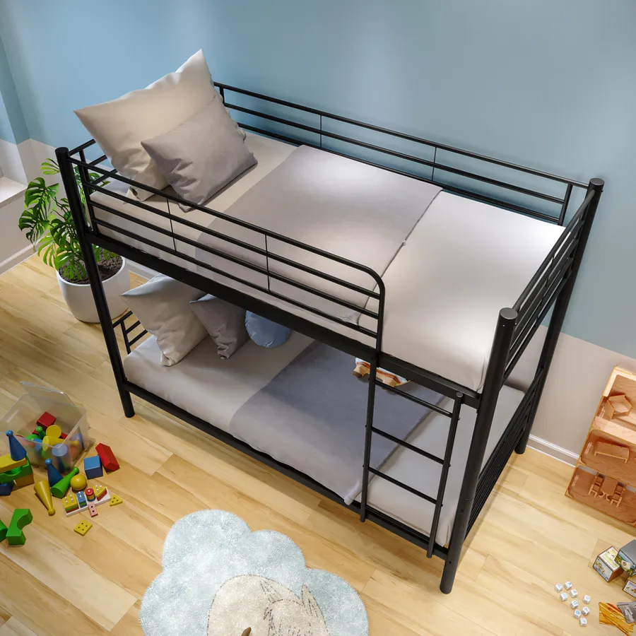 Letto A Castello In Metallo 2 In 1 Convertibile, Con Scala E Ringhiera Alta: La Soluzione Salvaspazio Che Cresce Con Te!