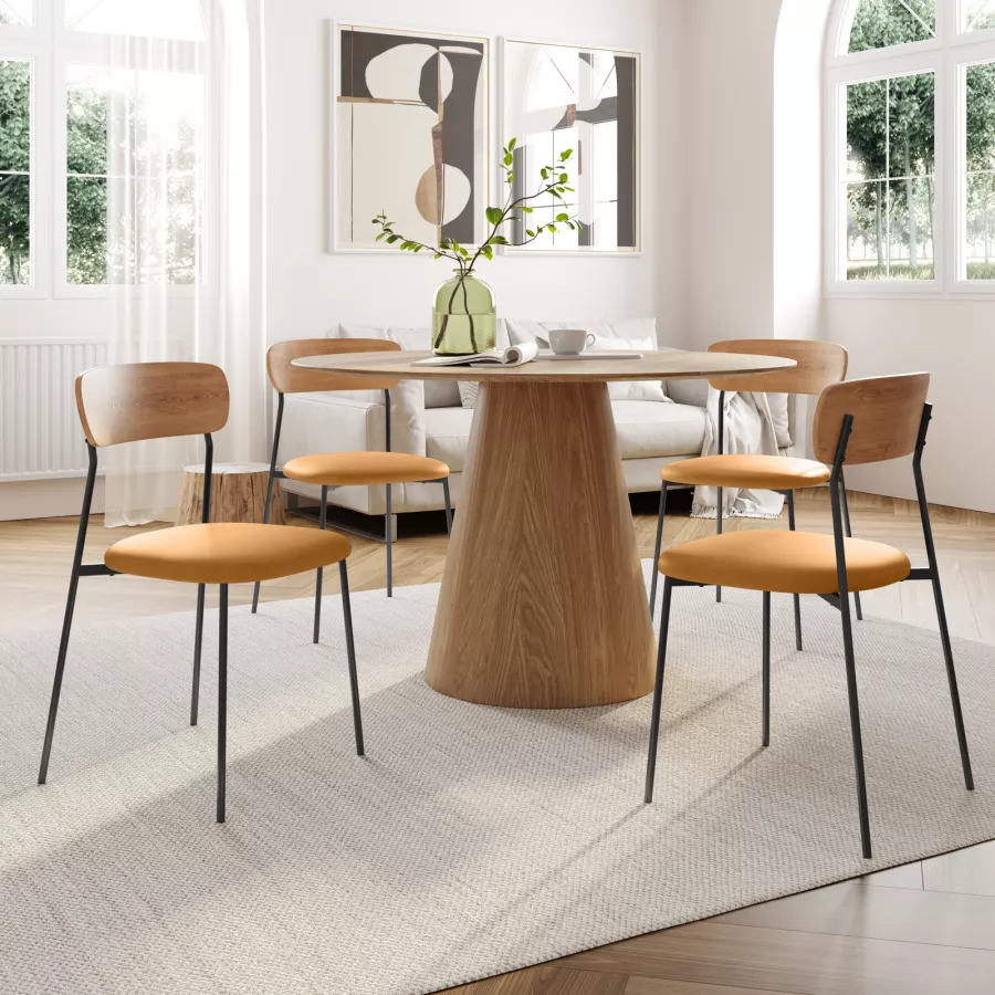 ATMOSPHERA Sedia Baya In Faggio – Colore Giallo Ocra, Stile Vintage E Morbido Cuscino