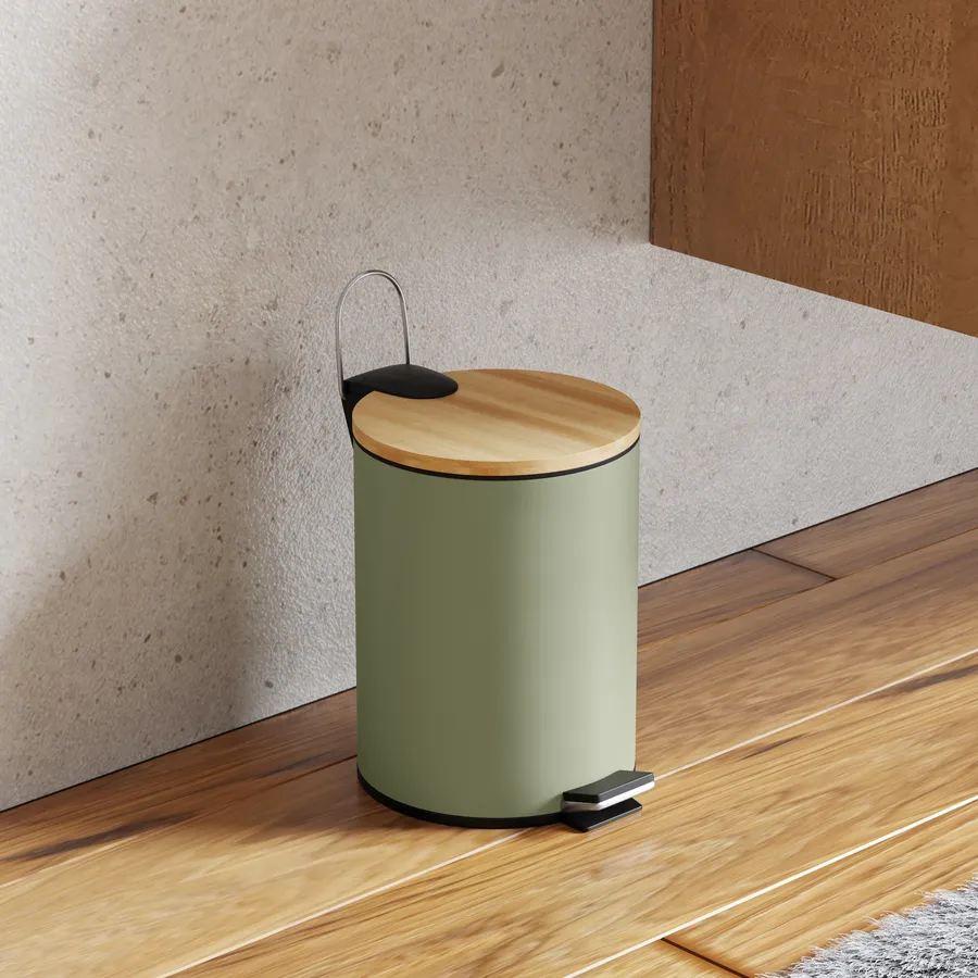 Cestino Per Rifiuti Da Giardino Con Coperchio E Maniglie 75 L Megano Green Plastica