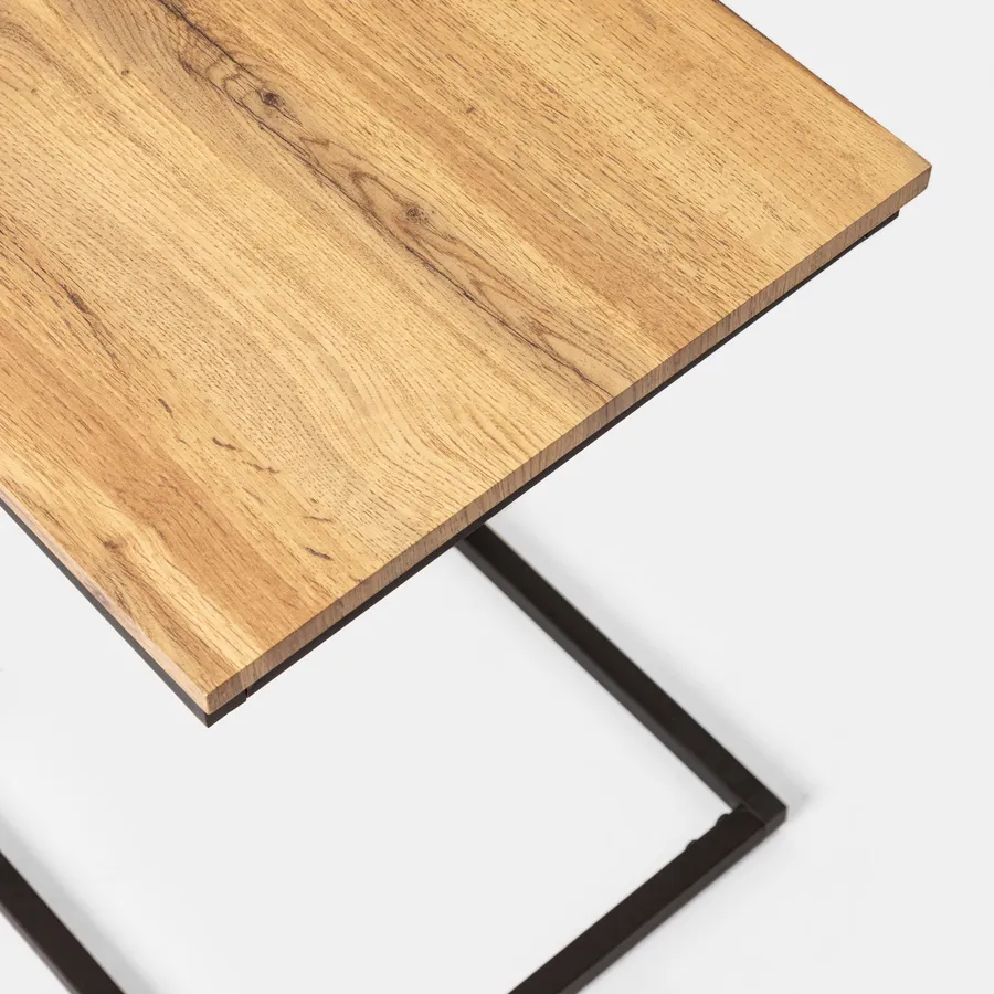 Set Di 2 Tavolini Esagonali In Metallo E Legno - Struttura Nera Con Piano Rovere - Moderni E Multifunzionali - Foto 6