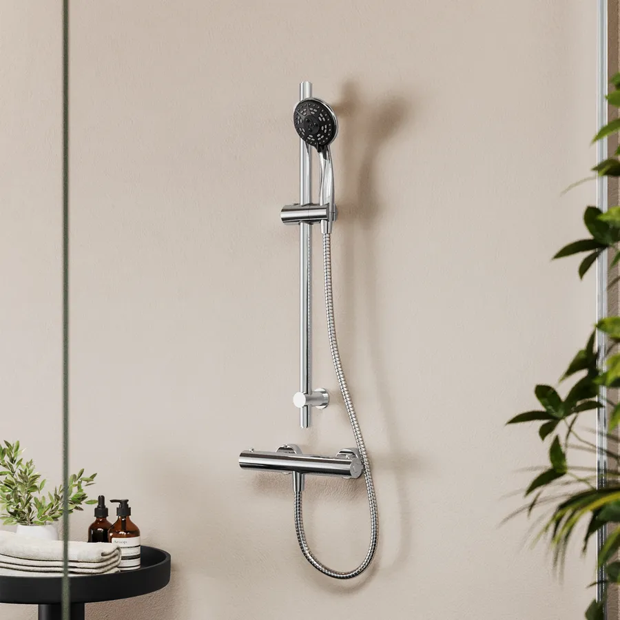 Soffione doccia a risparmio idrico 7,5 l/min - con 3 tipi di getto, grande soffione doccia anticalcare (diametro 130 mm), cromato | Leroy Merlin