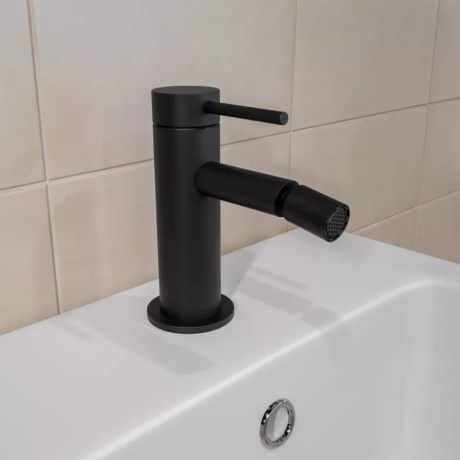 Set miscelatore lavabo a muro canna 20 cm e bidet con incasso doccia nero –  Acq+