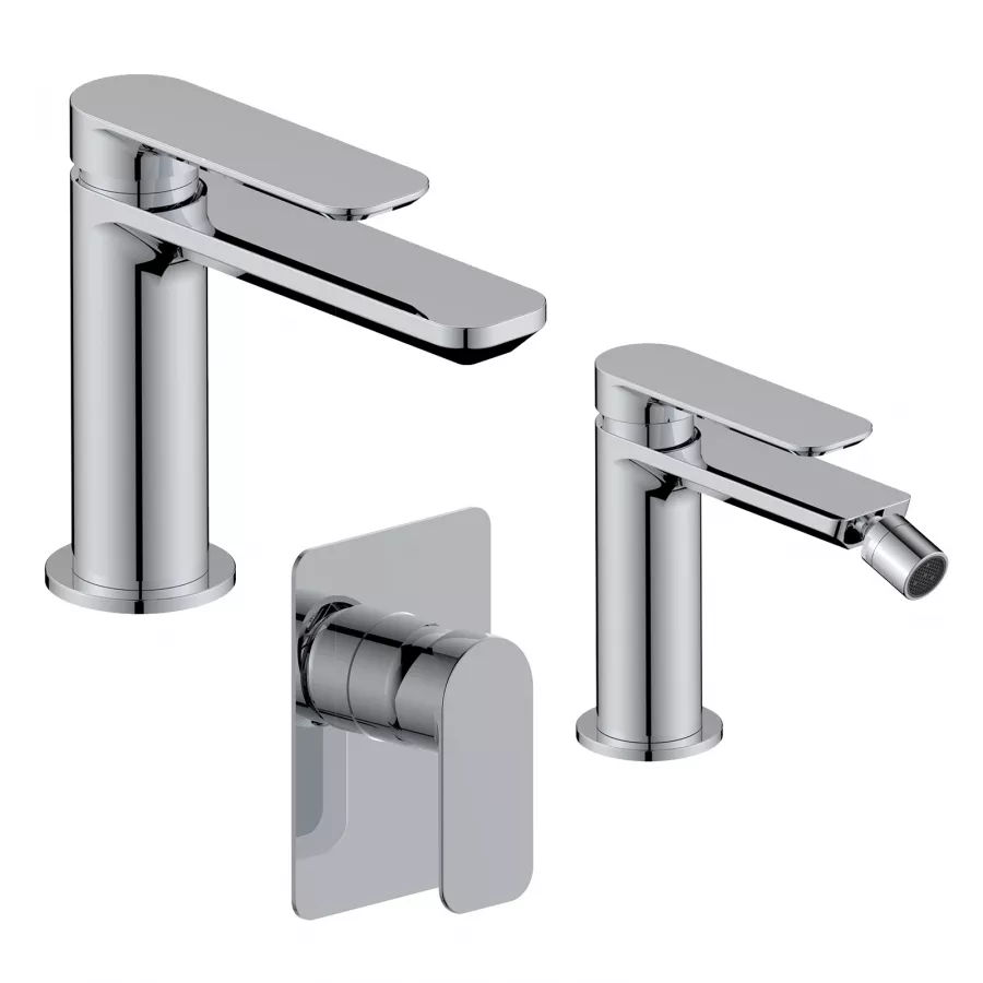 Set Miscelatore Lavabo E Bidet Con Incasso Doccia Cromo Fusion