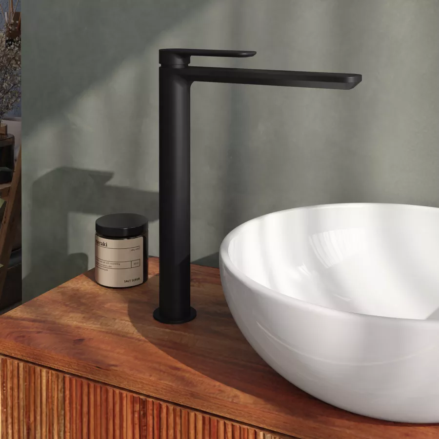 Set miscelatore lavabo alto e bidet con esterno vasca nero – Acq+3