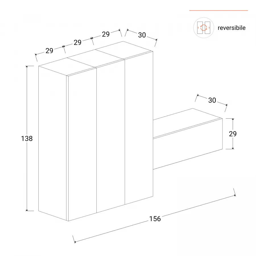 Mobile ingresso reversibile 156x138h cm cadiz e argilla - Clary