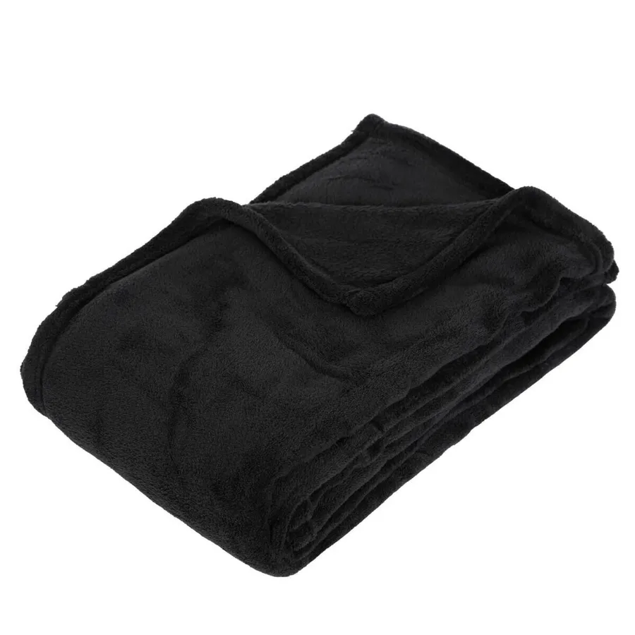Coperta In Microfibra Bestlivings | Plaid Morbido E Soffice 150x200 Cm | Nero (Jet Black) | Lavabile In Lavatrice
