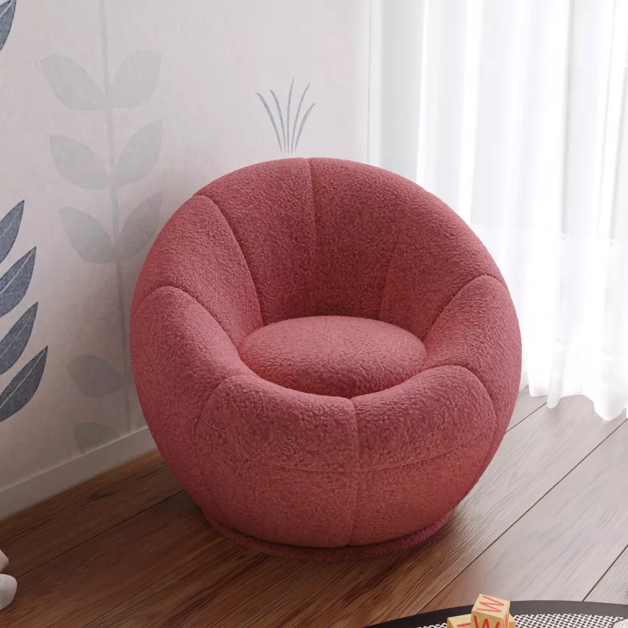 Sedia A Dondolo Teddy Imbottita - Con Poggiapiedi Estraibile, Rosa, Per Interni - Foto 8