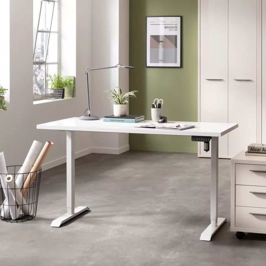 Scrivania Elettrica Regolabile 160 X 60cm Bianca Ergonomica Altezza Regolabile Con Cassetto Integrato Usb A Usb C 95025180