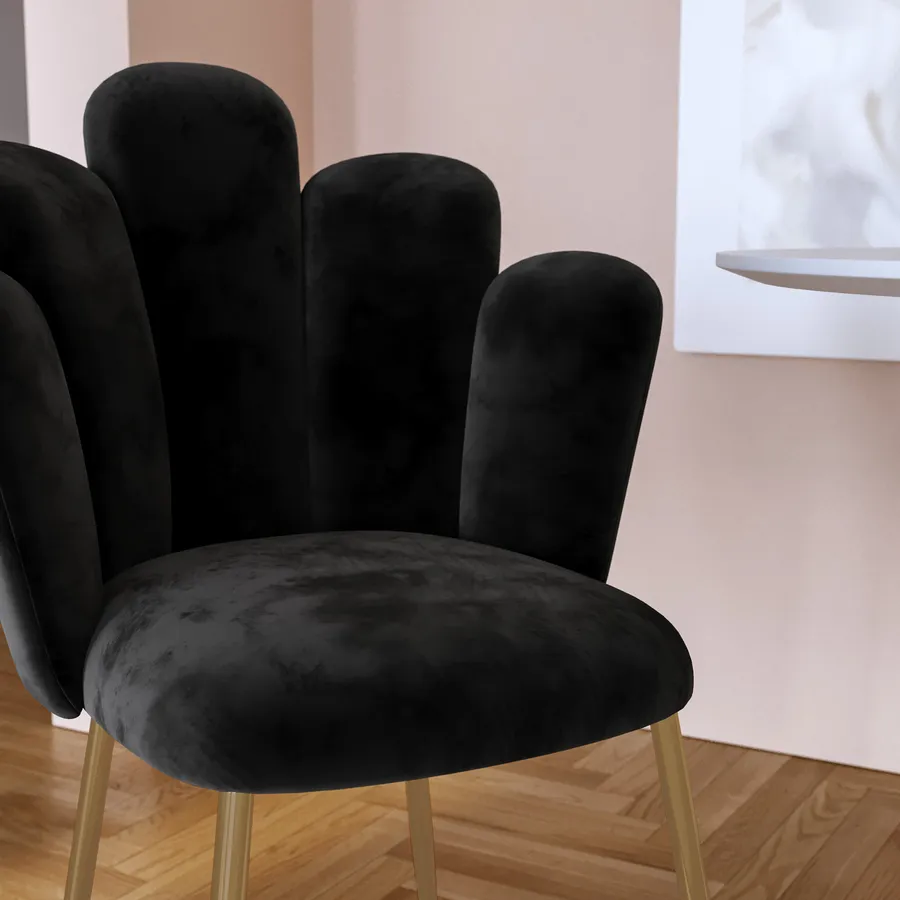 Sedia da pranzo in velluto Set di 4 sedie con schienale con bottoni