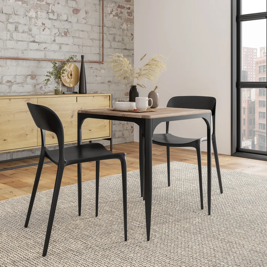 Tavolo stile industrial 70x70 cm top effetto rovere chiaro e