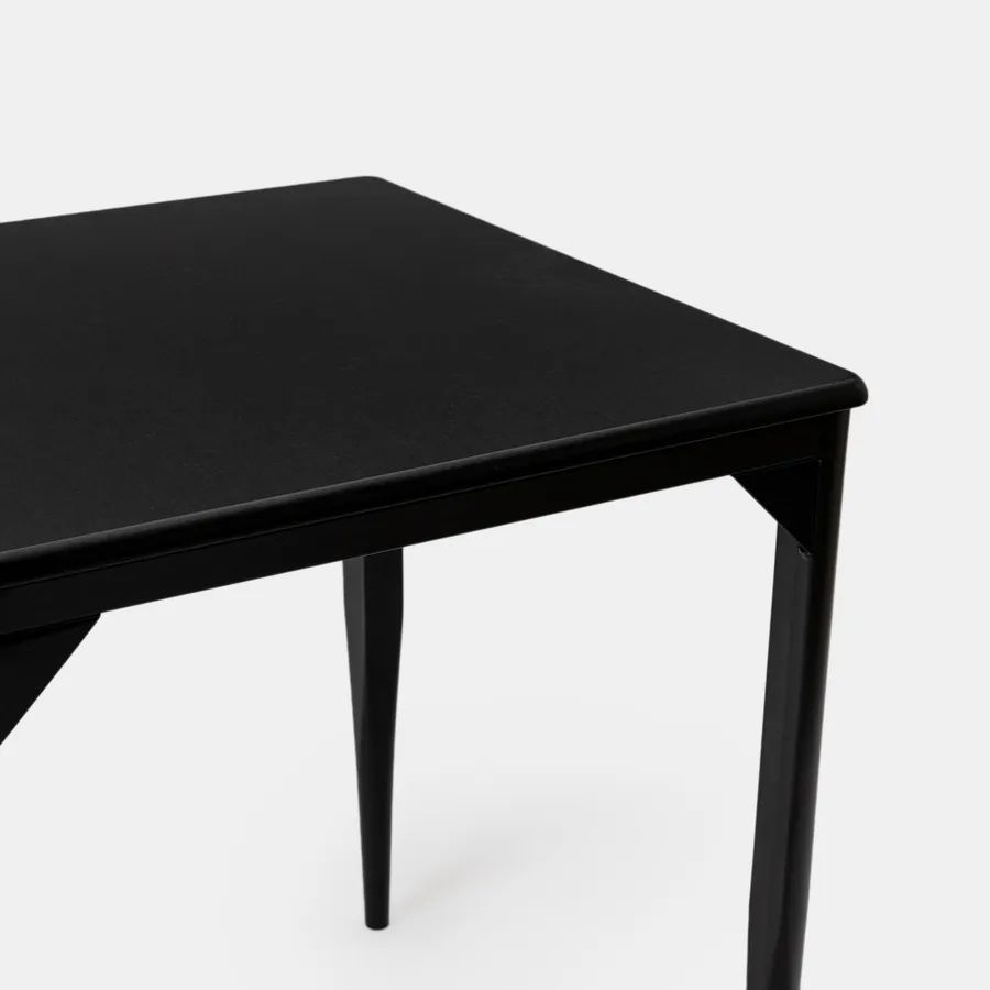 KOSMI - Tavolo Industrial Style Quadrato in Metallo Nero e Legno
