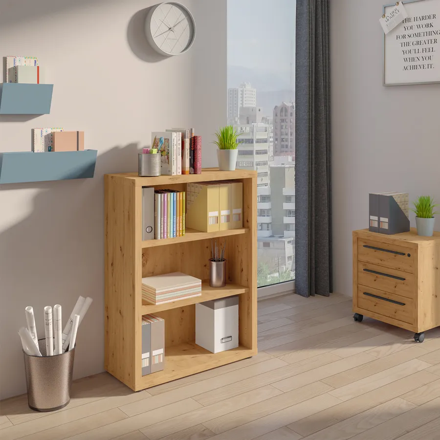 Furinno JAYA - Torre Portaoggetti Multimediale A 9 Ripiani Regolabili, In Legno Composito Pino Ambrato, Per CD, DVD E Videogiochi