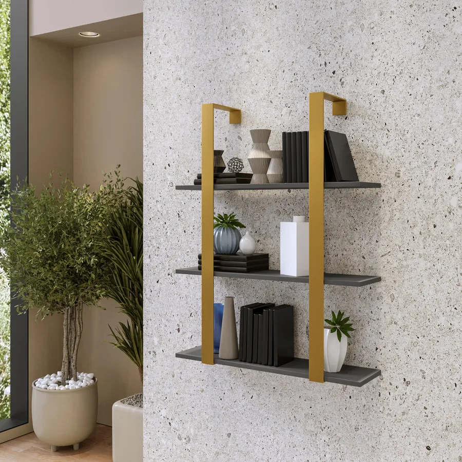 ADGO Libreria Sospesa Bilbao 4 Ripiani - 100x60x16 Cm, Montata A Parete, Colore Bianco, Per Soggiorno O Ufficio