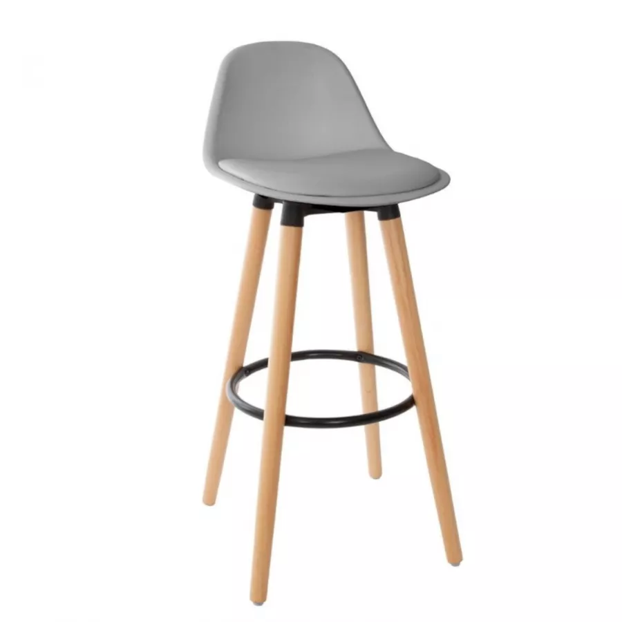 Set Di 4 Sgabelli Da Bar Moderni JN Furniture, Altezza Seduta 59,7 Cm, Legno Noce Con Strisce Intrecciate, Poggiapiedi, Per Isola Cucina E Sala Da Pranzo