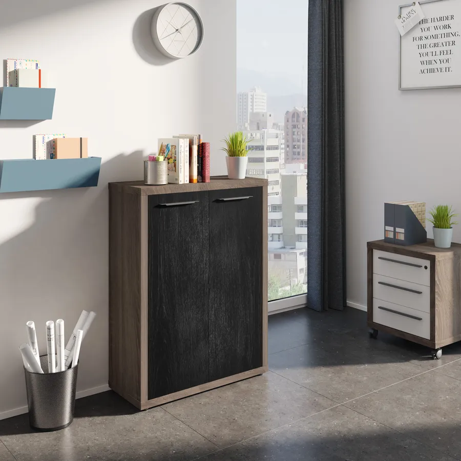 HAKU Appendiabiti da parete cromo, rovere tartufo, MDF, metallo, specchio - Dim. L 80 cm x A 30 cm x P 6 cm, Stile Moderno