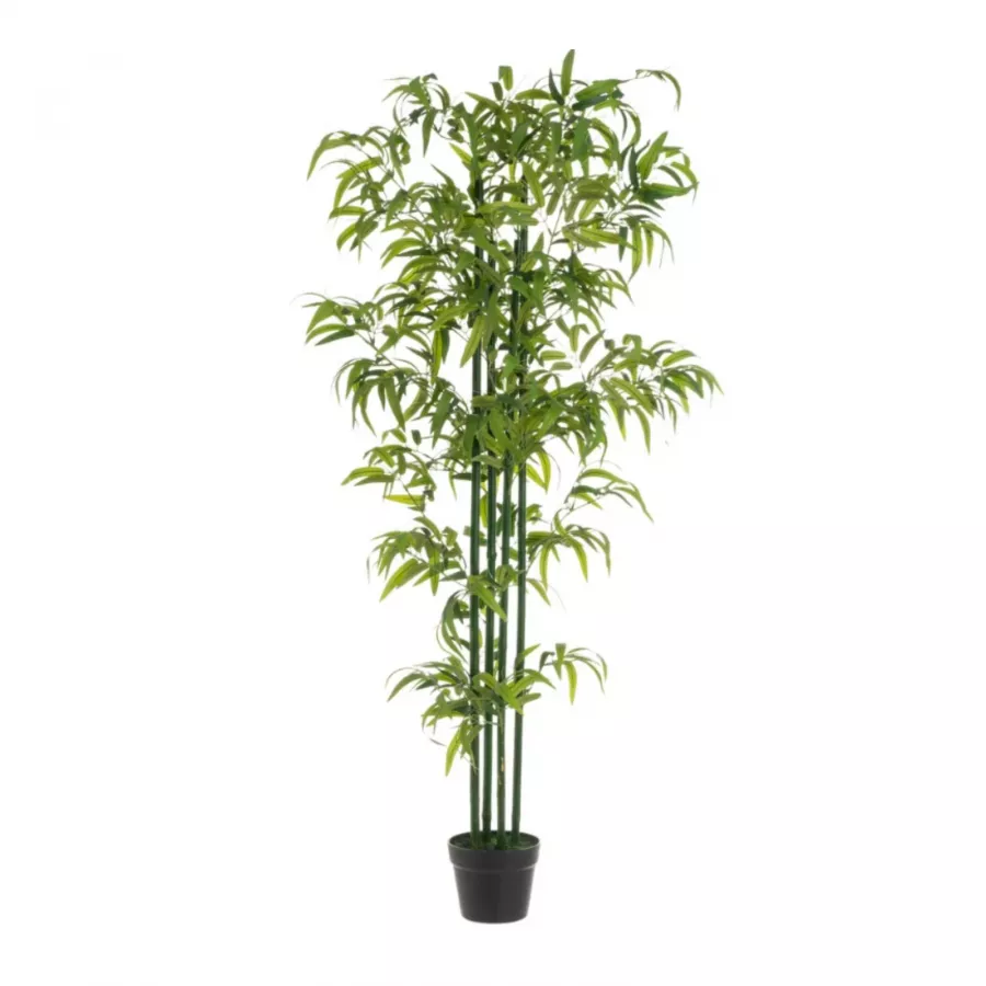 Pianta Artificiale di Bambù H120 cm con Vaso Verde
