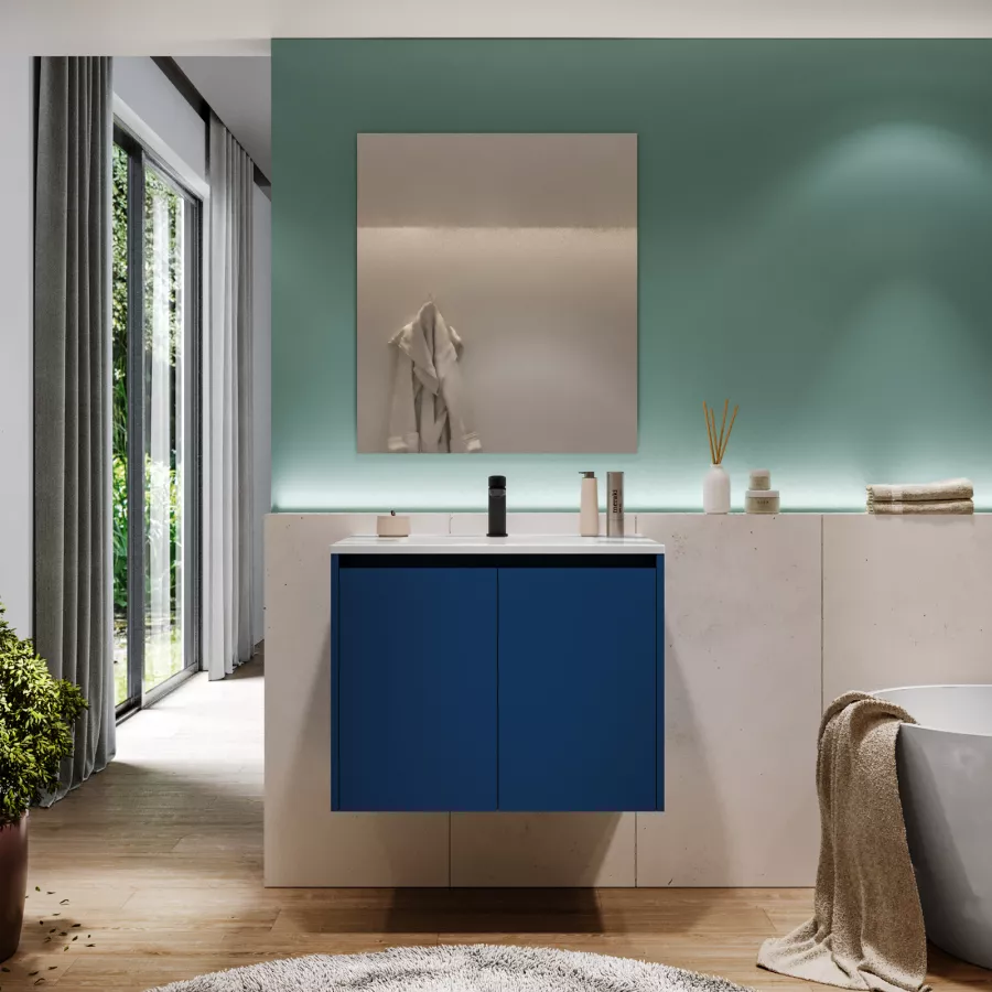 Set di mobili da bagno sospesi in legno con lavabo integrato Egerton