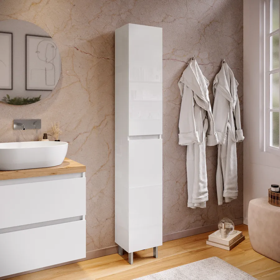 Colonna da bagno 30 x 24 x 182 h cm bianco lucido eternity