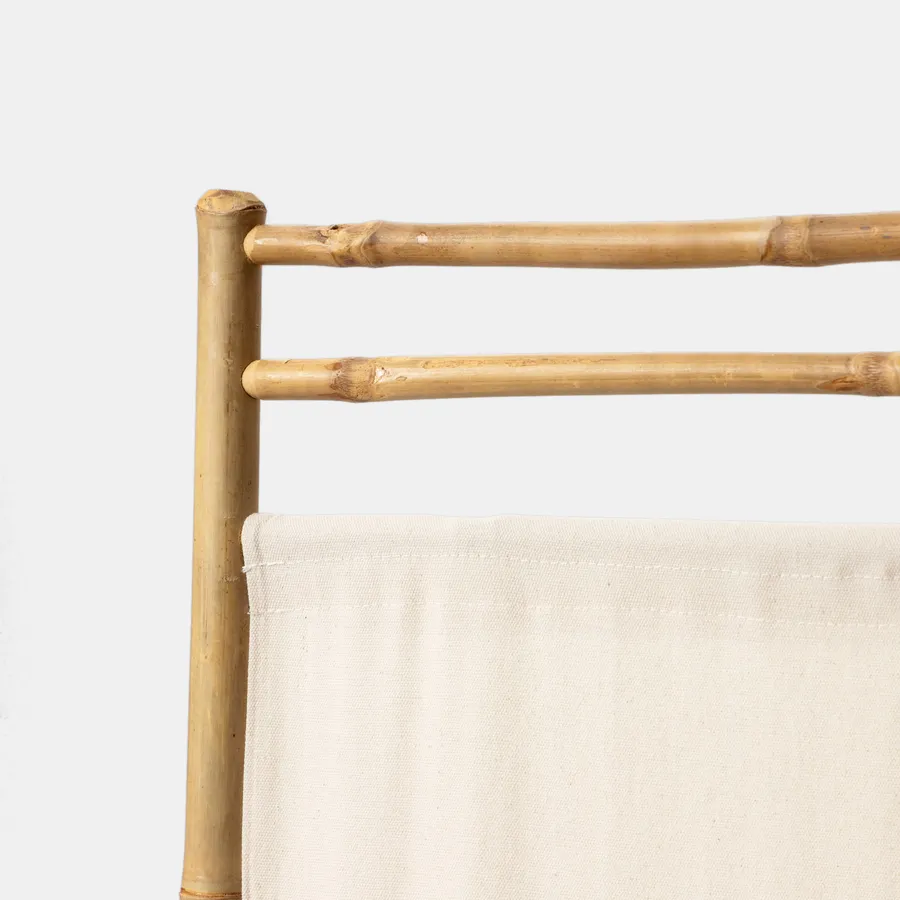 BOX &amp; BEYOND Paravento A 3 Pannelli In Bamb&ugrave; E Tela - Divisorio Per Stanze 160x120 Cm