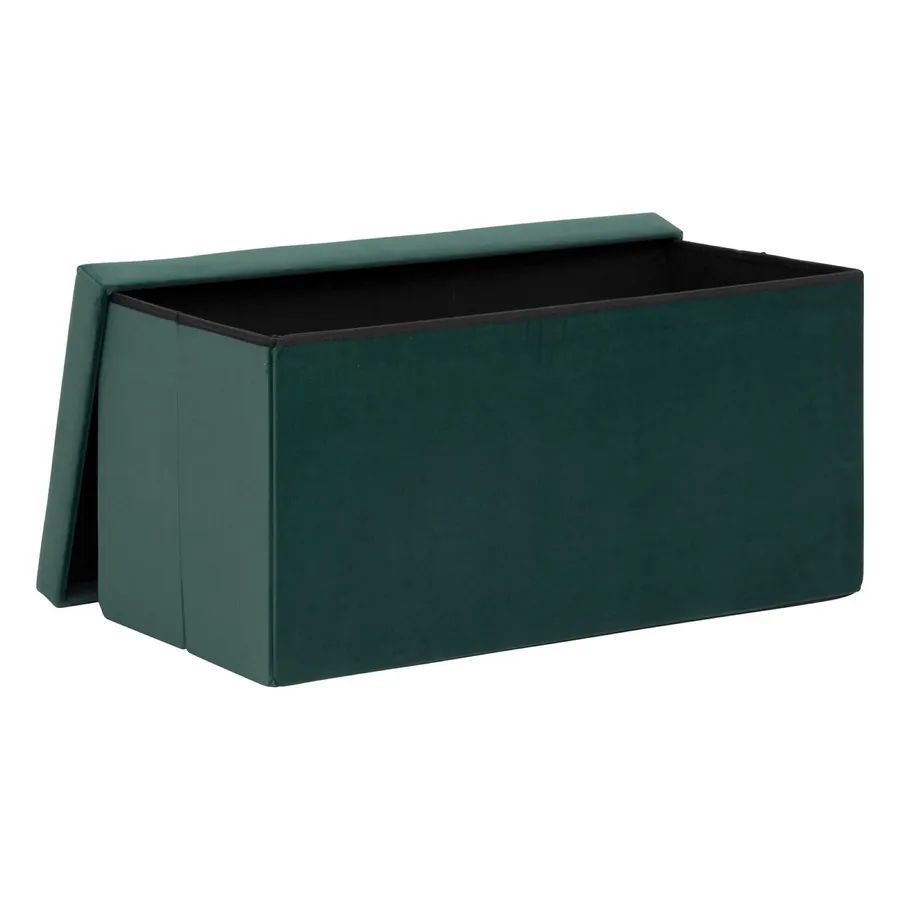 INTIRILIFE Panca pieghevole 49x30x30cm in velluto blu-grigio - Cubo di seduta con spazio di archiviazione e coperchio con rivestimento in velluto - Cubo di seduta poggiapiedi pieghevole scatola