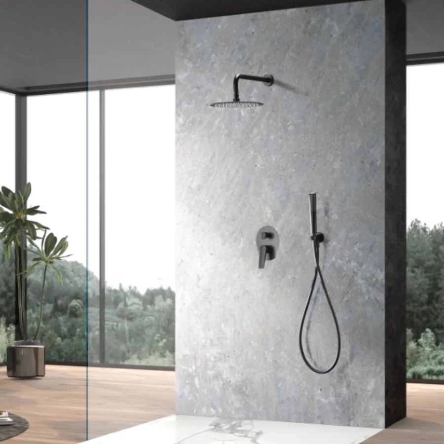 Soffione Doccia Pioggia Quadrato Nero JUNSHENG - Acciaio Inox 304 Con LED Temperatura, 30x30 Cm