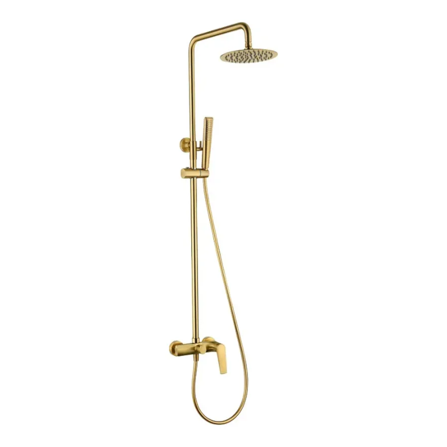 Set Accessori Bagno 8 Pezzi Oro Spazzolato - SUS304 Inox - Portasciugamani 61cm E 50.8cm - Montaggio A Parete