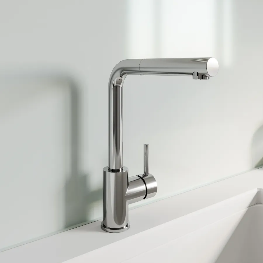 Rubinetto Cucina Estraibile In Ottone - Miscelatore Monoforo Con Doccia A 2 Funzioni Rubinetto Beige Lavello - Foto 12