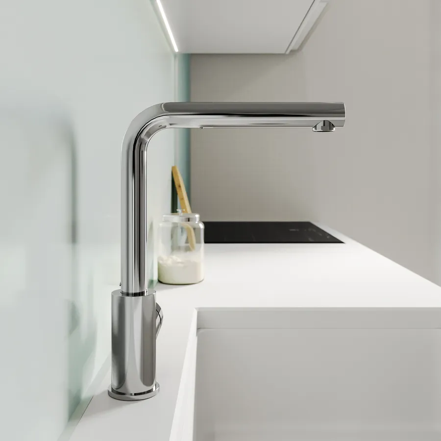 Rubinetto Cucina Estraibile In Ottone - Miscelatore Monoforo Con Doccia A 2 Funzioni Rubinetto Beige Lavello - Foto 2