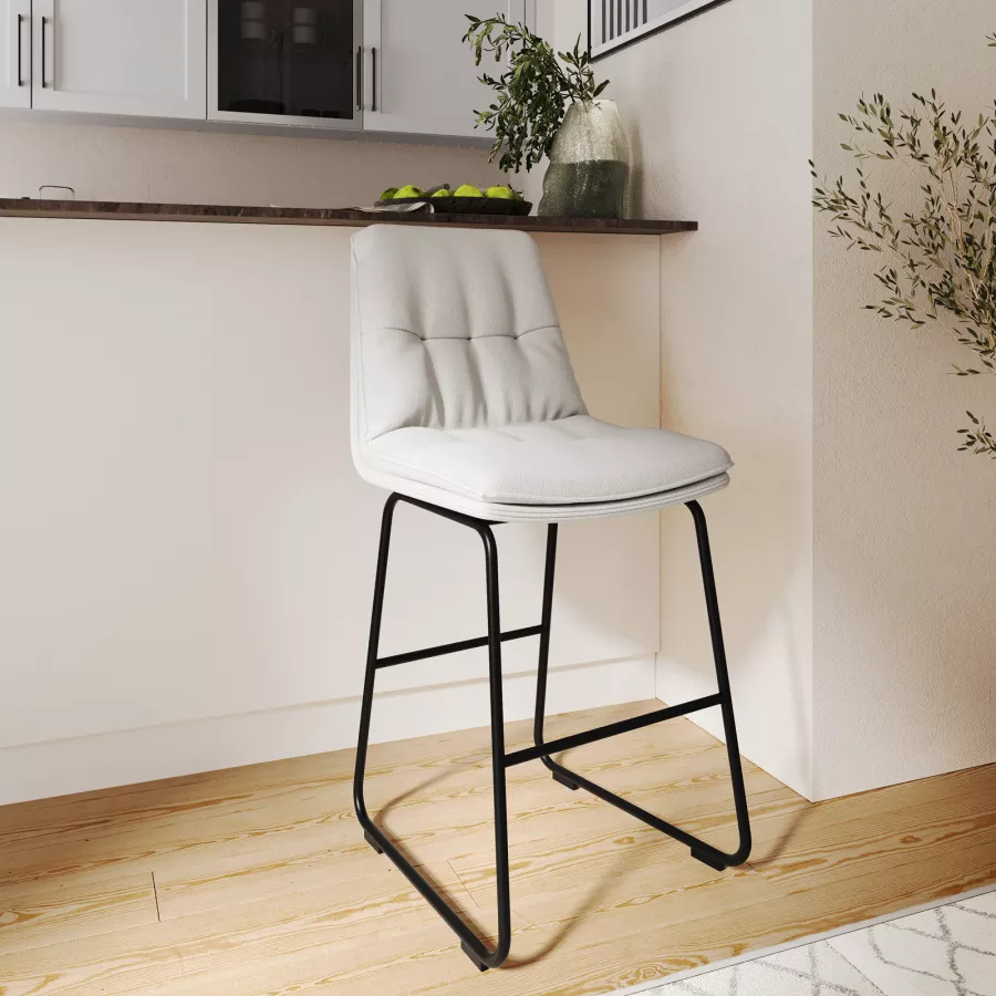 RELOVE Set di 4 Sgabello da Bar Moderno Sgabello Alto con schienale in Simipelle Sedia Alta da Cucina Regolabile Girevole-PU (bianco+nero)-4pz