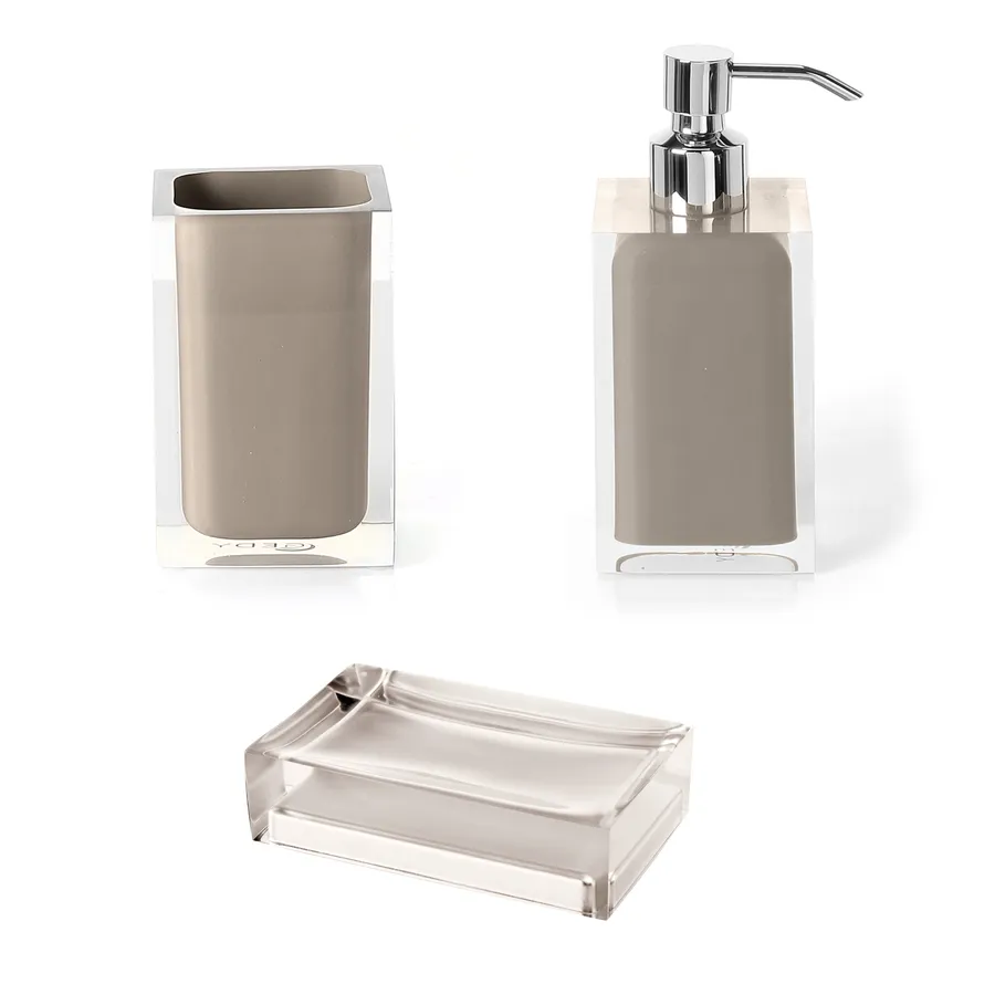 portasapone liquido e porta spazzolini Set accessori bagno dispenser sapone e portaspazzolini in ceramica bianca  vintage main image 1
