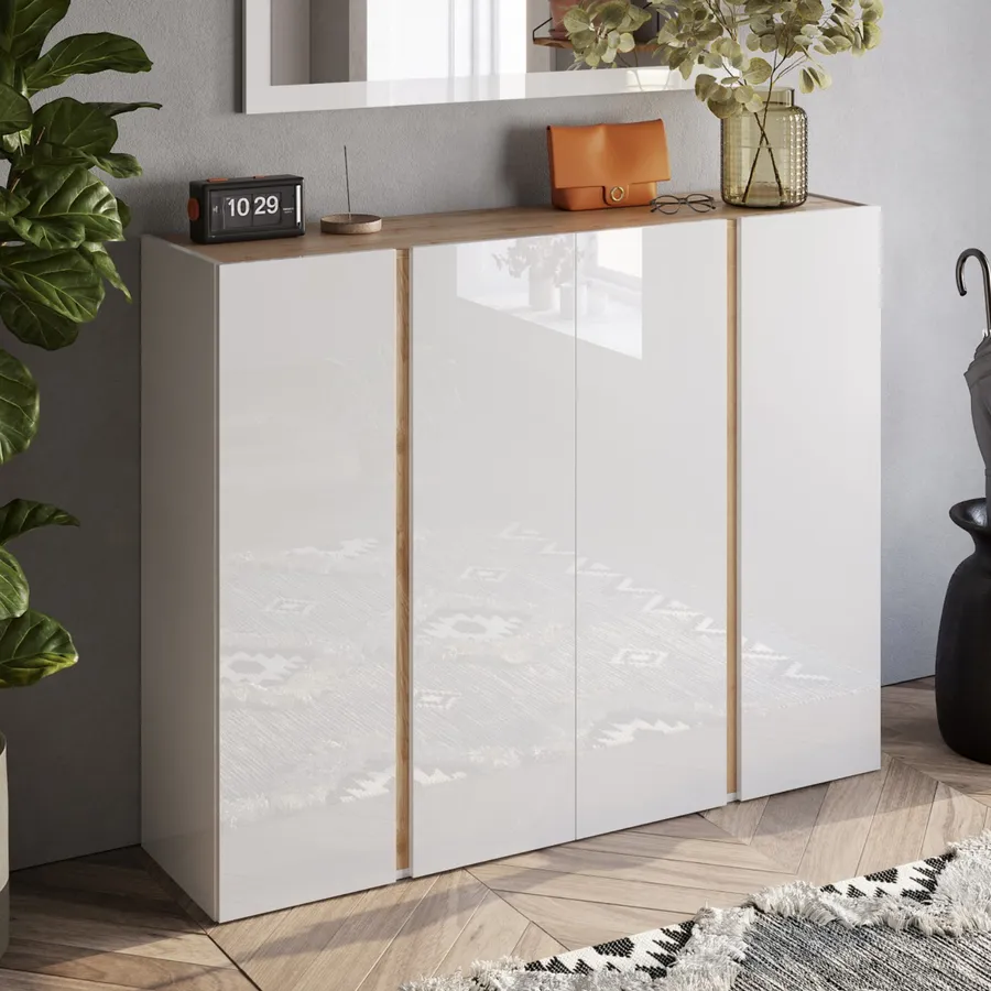 Armadietto Pensile 160x30x32cm - Vetrinetta Moderna Con Ante Push-to-Open - Foto 8