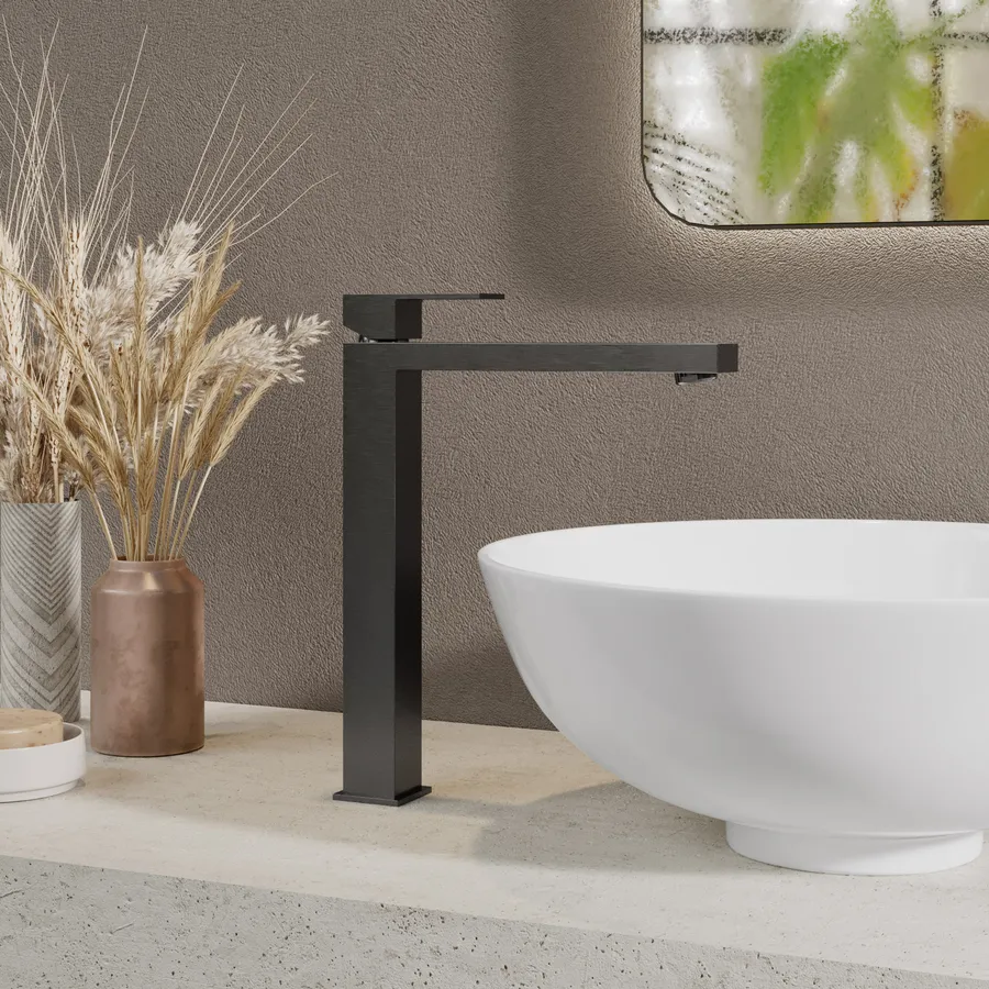 Miscelatore lavabo alto in ottone nero satinato - Tilli