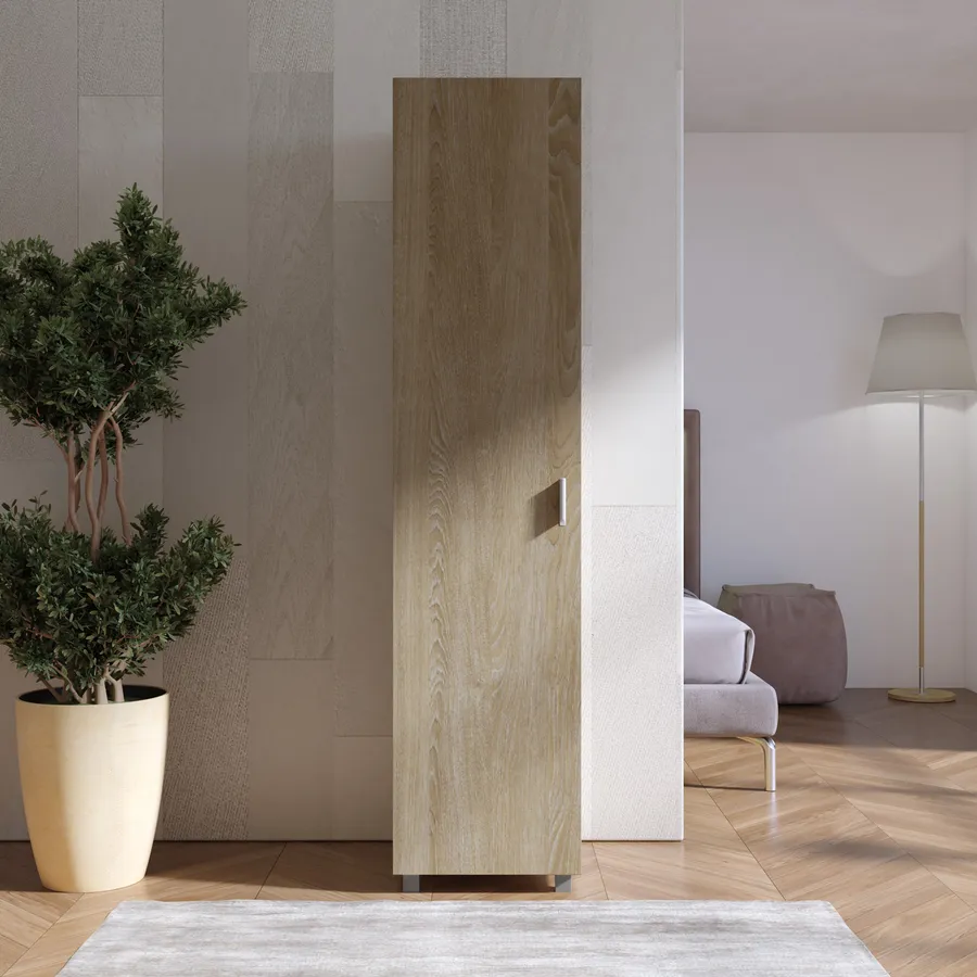 Porter Armadio Da Parete In Rovere 50 Cm - Mensola Multifunzione Con Ganci, Made In Germany, Legno Massello, Per Ingressi, Bagno, Cucina - 3
