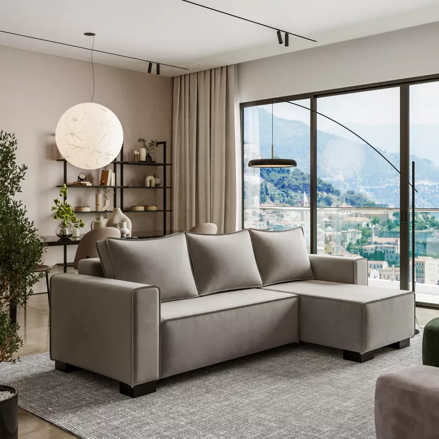 Chaise Longue Divani Tre Posti In Tessuto Spring Divano Angolare