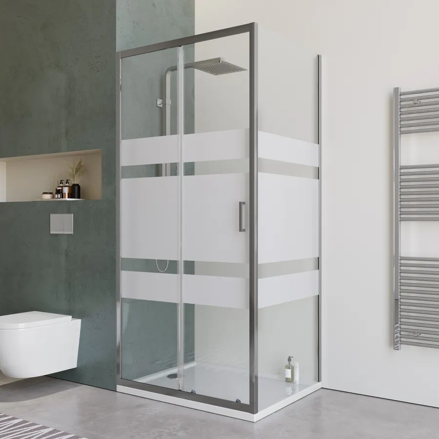 Box Doccia Bianco Rettangolare 80x100 Cm - Vetro Serigrafato, Made In Italy - Foto 9