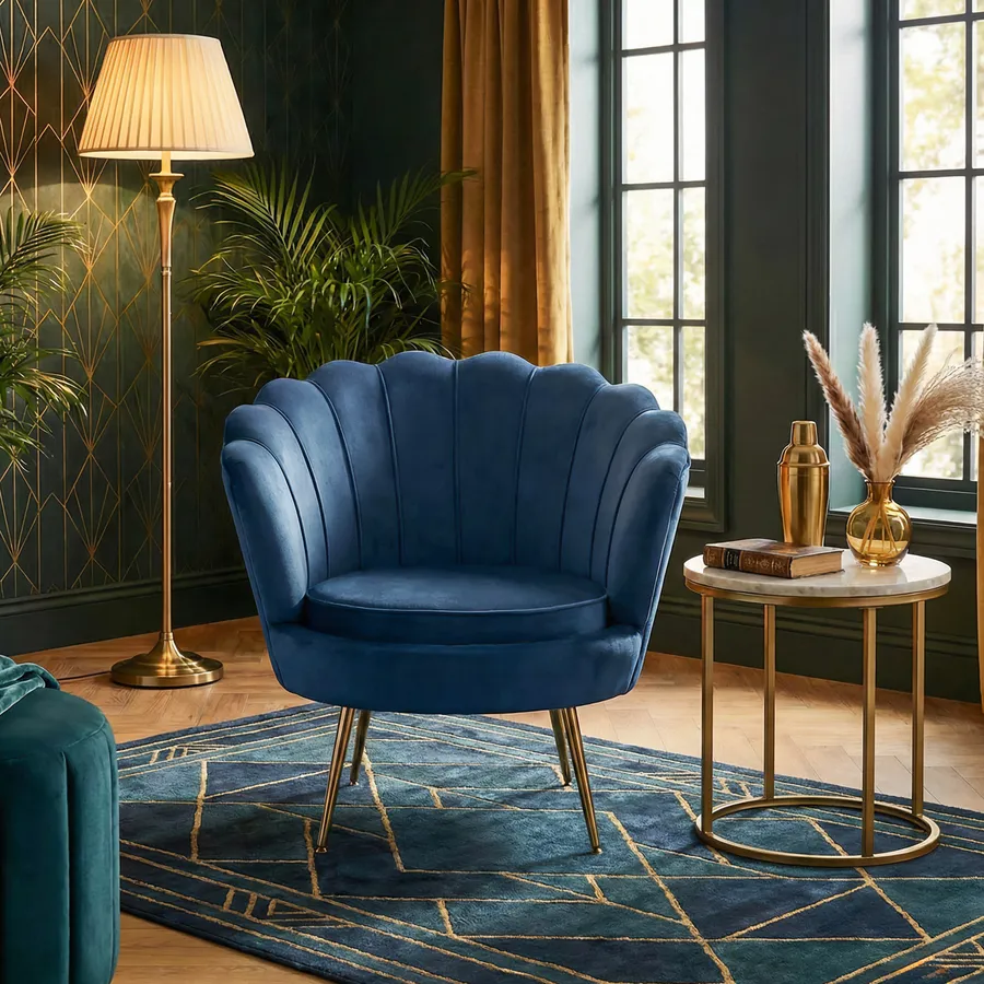 Poltrona Camera da Letto in Velluto Design Moderno, Sedia